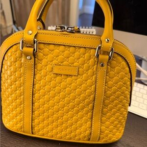 Gucci Mustard Yellow Embossed Satchel